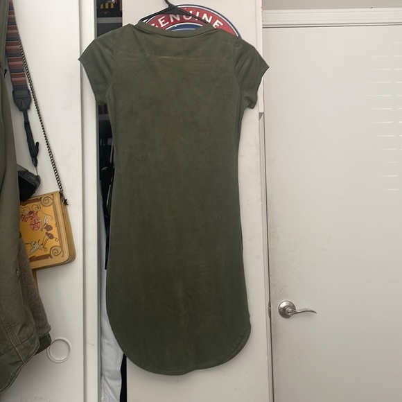 Forest Green Bodycon Suede Dress - Picture 2 of 2